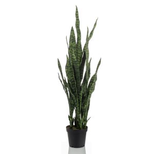 planta artificial SANSEVIERIA de 100 cm de altura en maceta básica negra