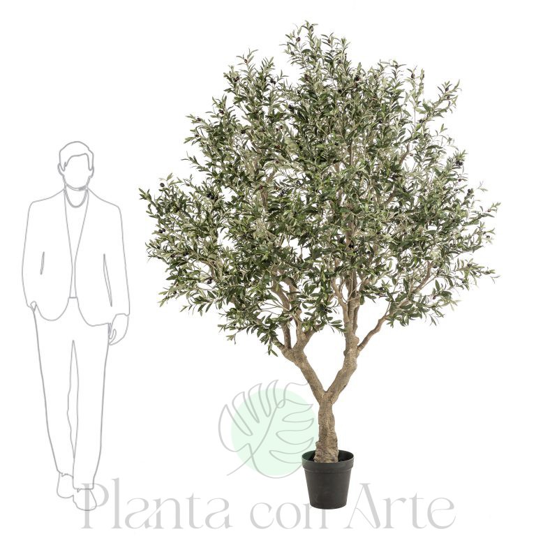 Árbol Gran Olivo artificial con aceitunas y 240 cm de altura. Arbol grande de olivo artificial para interior