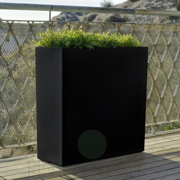 Jardinera rectangular alta muro de 80 cm de altura en negro