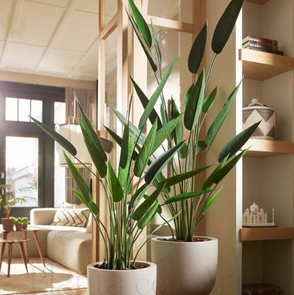 plantas heliconias artificiales en diseño de interiores