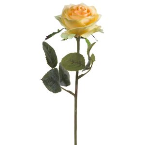 ROSA AMARILLA artificial de 45 cm de altura, para pinchar en espuma floral o en tierra