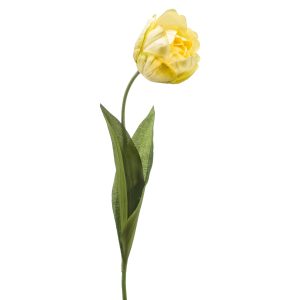 TULIPÁN AMARILLO artificial de 56 cm de altura, para pinchar en espuma floral o en tierra