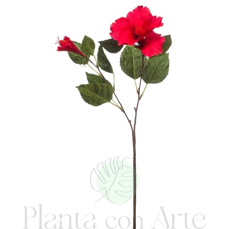 FLOR DE JAMAICA artificial de 60 cm de altura, para pinchar en espuma floral o en tierra.