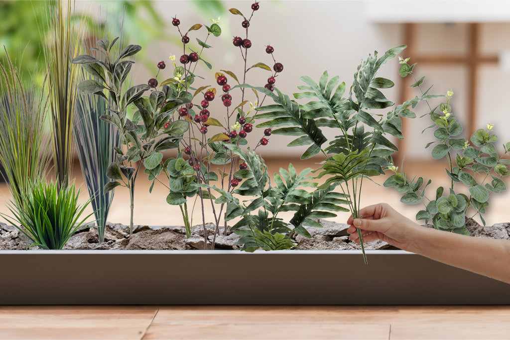 Ramas y vegetación artificial realista para decorar tus jardineras