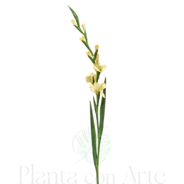 Tallo de GLADIOLO AMARILLO con flores artificial realista de 128 cm de altura total muy realista, para decorar tus bouquets o jardineras