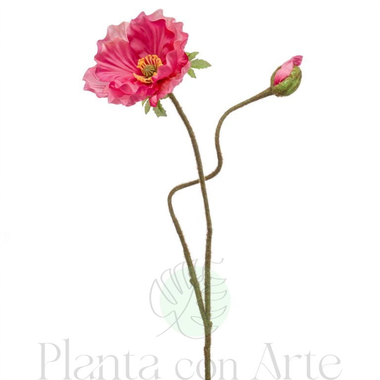 AMAPOLA ROSA artificial de 74 cm de altura y 13 cm de ancho, para pinchar en espuma floral o en tierra