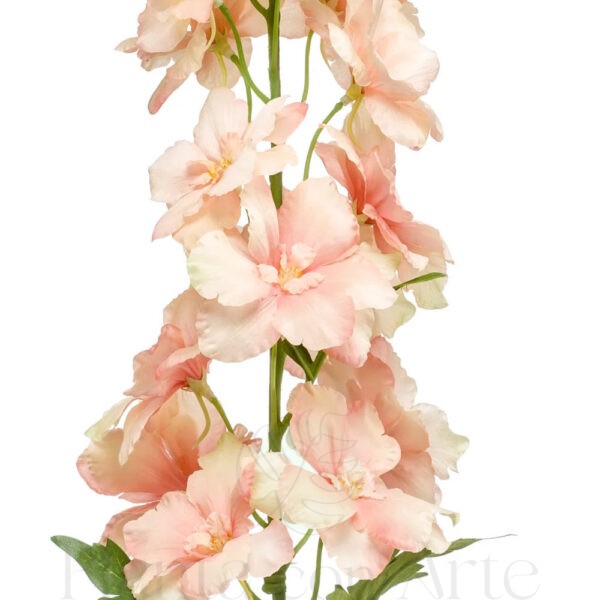 Detalle de las flores del DELPHINIUM MELOCOTÓN con flores de color MELOCOTÓN artificial realista de 95 cm de altura total  muy realista, para decorar tus bouquets o jardineras