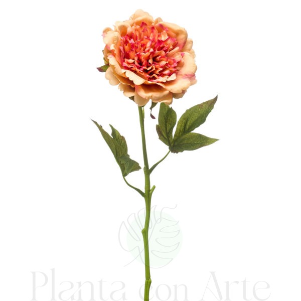 PEONÍA NARANJA artificial tacto real, realista de 56 cm de altura total realista, para decorar tus bouquets o jardineras