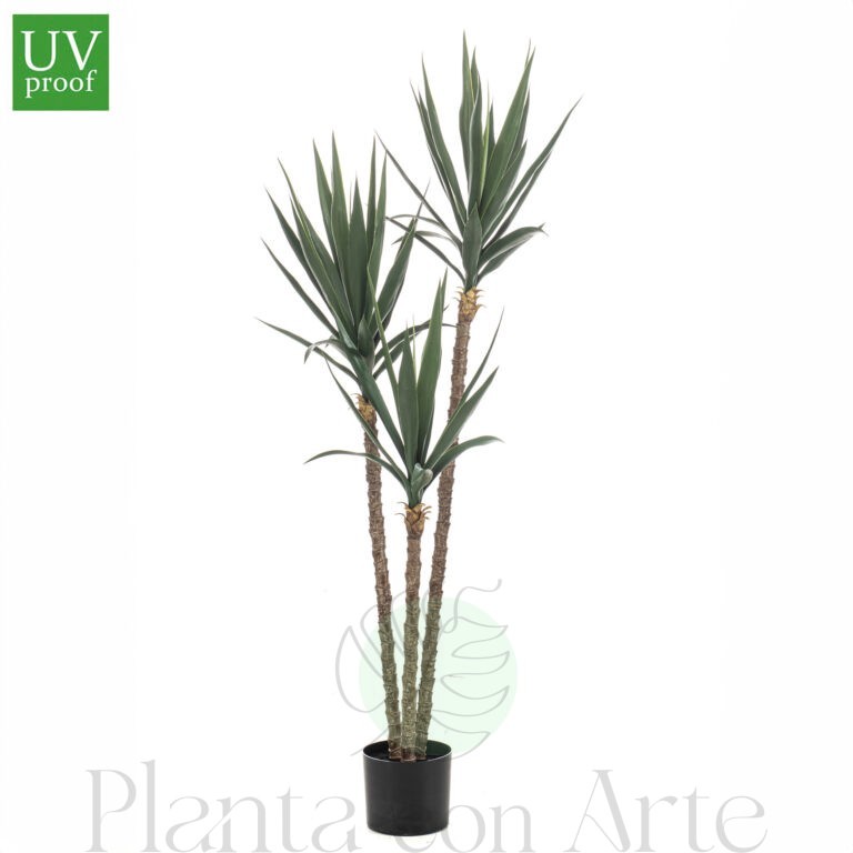 Palmera YUCCA artificial para exterior, de 150 cm de altura e increíble realismo y acabado cuidando el máximo detalle. Además, es un ejemplar con tratamiento UV para exterior