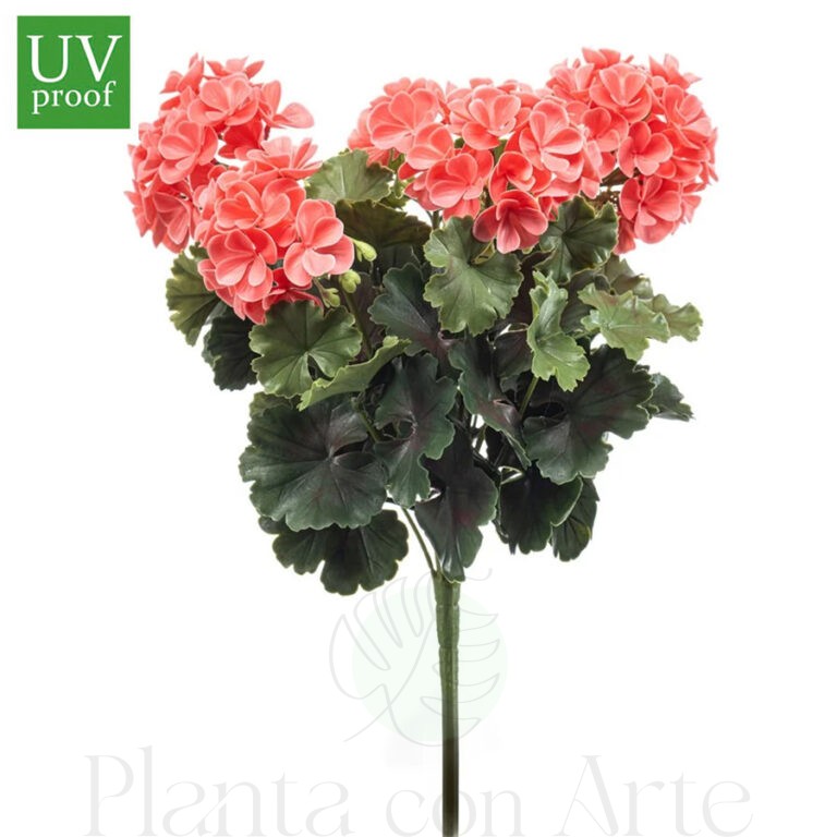 Arbusto GERANIO MELOCOTÓN UV artificial realista o flor margarita artificial realista de 41 cm de altura total realista, para decorar tus bouquets, nichos o jardineras EN EXTERIOR