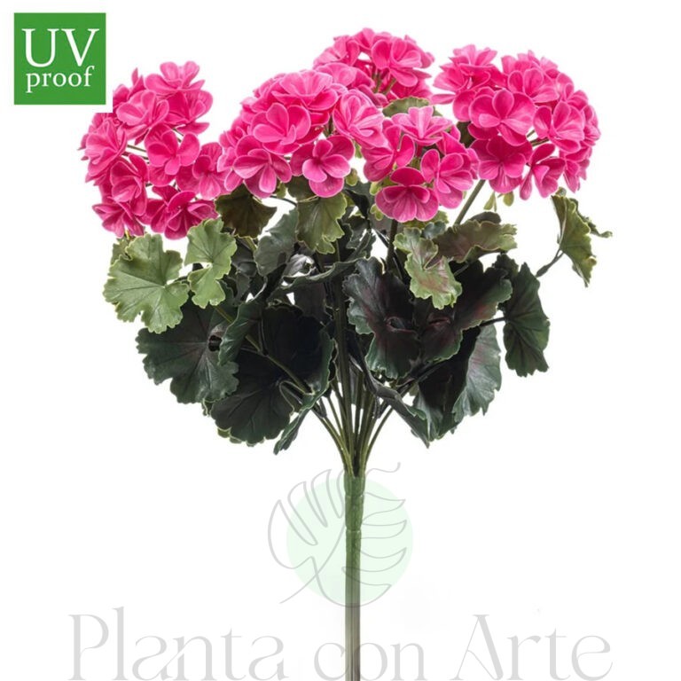 Arbusto GERANIO ROSA UV artificial realista o flor margarita artificial realista de 41 cm de altura total realista, para decorar tus bouquets, nichos o jardineras EN EXTERIOR