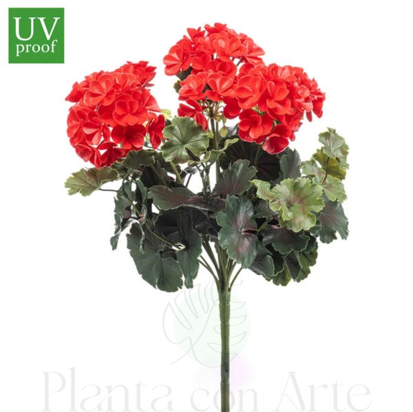 Arbusto GERANIO ROJO UV artificial realista o flor margarita artificial realista de 41 cm de altura total realista, para decorar tus bouquets, nichos o jardineras EN EXTERIOR