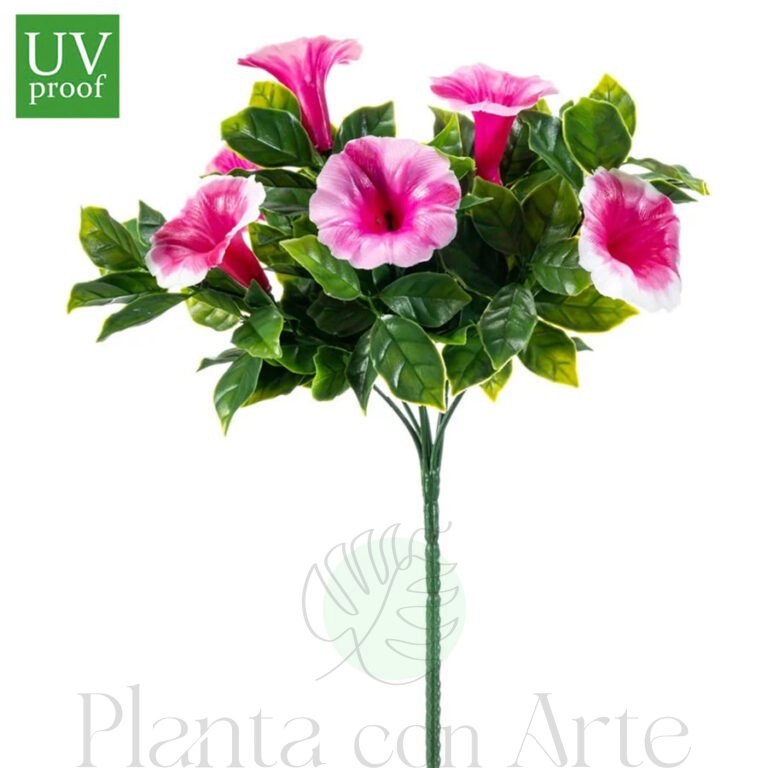 Ramo PETUNIAS ROSAS UV artificial realista o flor margarita artificial realista de 27 cm de altura total realista, para decorar tus bouquets, nichos o jardineras EN EXTERIOR