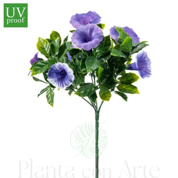 Rama con Flores de PETUNIAS MALVA artificial de altísimo realismo y color vivo. PROTECCIÓN UV PARA uso en exterior