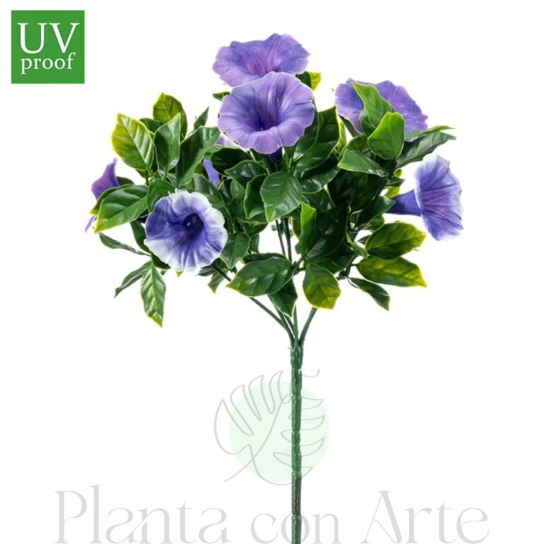 Rama con Flores de PETUNIAS MALVA artificial de altísimo realismo y color vivo. PROTECCIÓN UV PARA uso en exterior