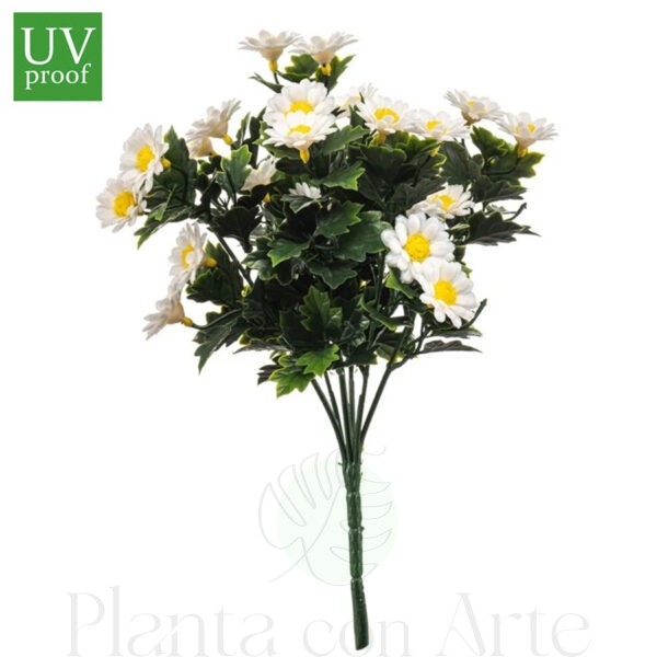 Rama con Flores de MARGARITAS BLANCAS artificial de altísimo realismo y color vivo. PROTECCIÓN UV PARA uso en exterior