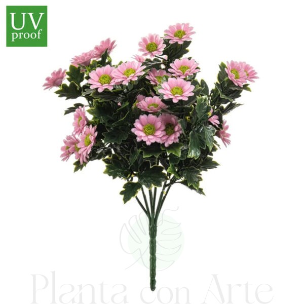 Rama con Flores de MARGARITAS ROSAS artificial de altísimo realismo y color vivo. PROTECCIÓN UV PARA uso en exterior